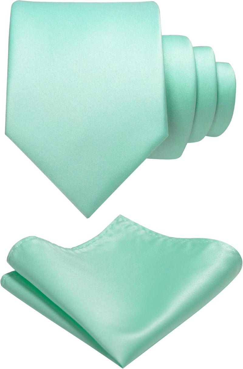 RBOCOTT Solid Color Tie and Pocket Square Hankerchief with Lapel Pin Set for Men - Image 1